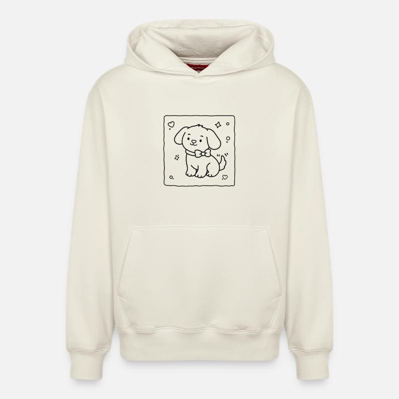 Petit chiot mignon | Lulu Lotus - Sweat à capuche unisexe décontracté en coton biologique – de SPREAD - blanc cassé