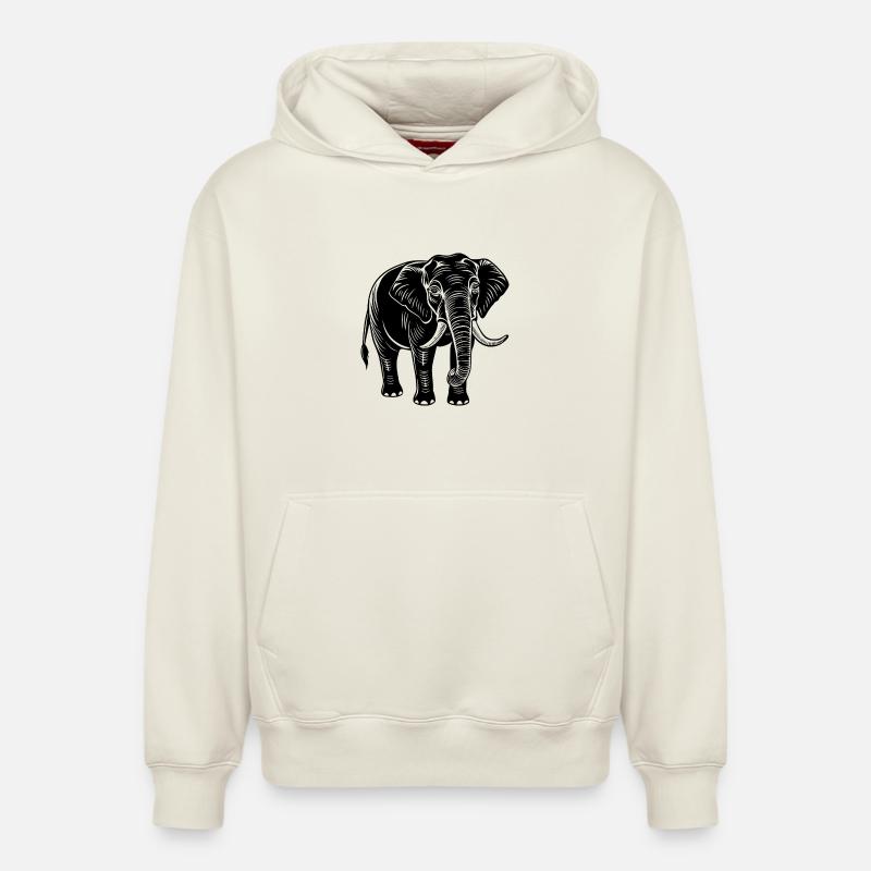 Éléphant - Sweat à capuche unisexe décontracté en coton biologique – de SPREAD - blanc cassé
