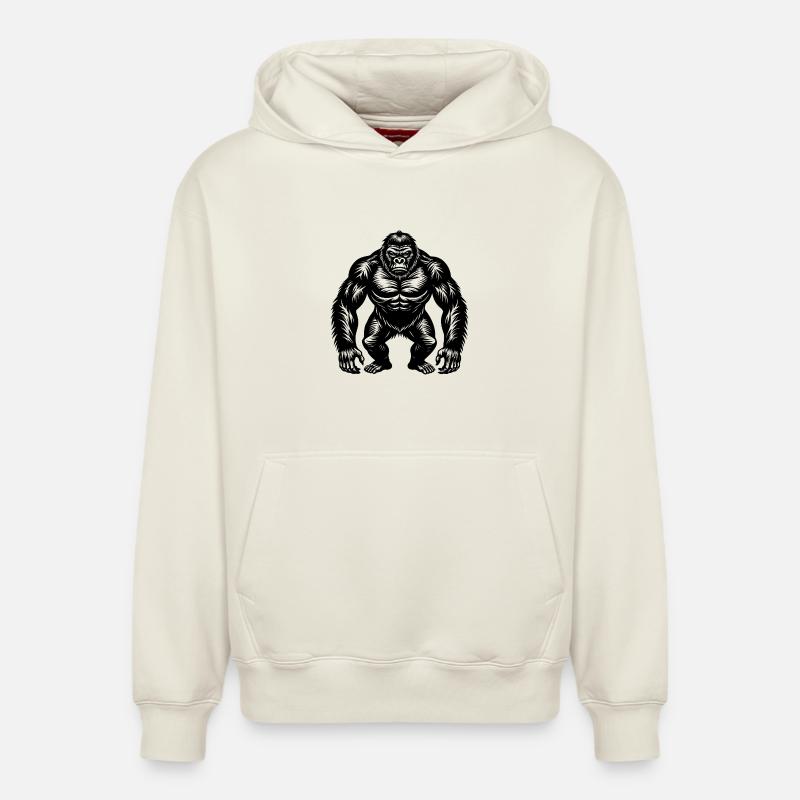 gorille - Sweat à capuche unisexe décontracté en coton biologique – de SPREAD - blanc cassé