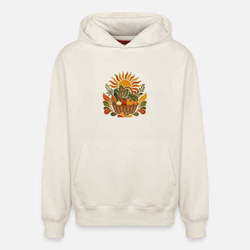 Sommerernte Korb - Relaxed Unisex Organic Hoodie – von SPREAD - Naturweiß