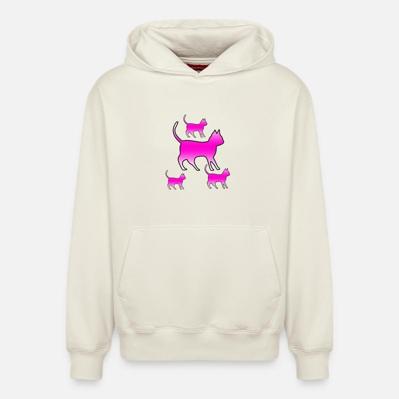 félin - Sweat à capuche unisexe décontracté en coton biologique – de SPREAD - blanc cassé
