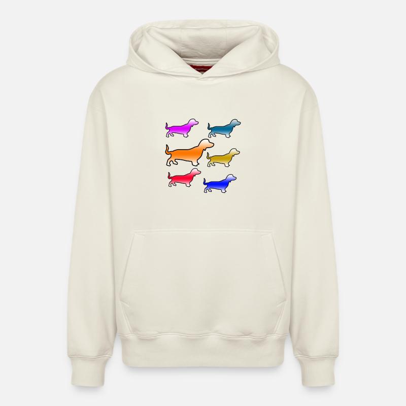 Teckel - Sweat à capuche unisexe décontracté en coton biologique – de SPREAD - blanc cassé