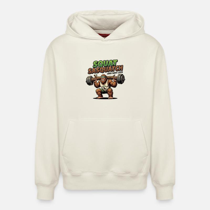 Puissance de squat Sasquatch - Sweat à capuche unisexe décontracté en coton biologique – de SPREAD - blanc cassé
