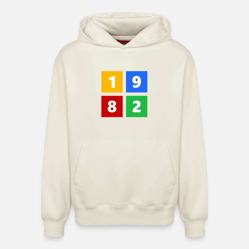 1982 - Sweat à capuche unisexe décontracté en coton biologique – de SPREAD - blanc cassé