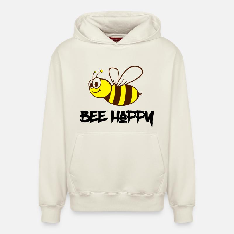 Bee happy - Sweat à capuche unisexe décontracté en coton biologique – de SPREAD - blanc cassé