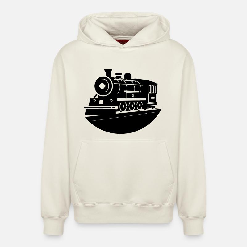 Graphiques de locomotive - Sweat à capuche unisexe décontracté en coton biologique – de SPREAD - blanc cassé