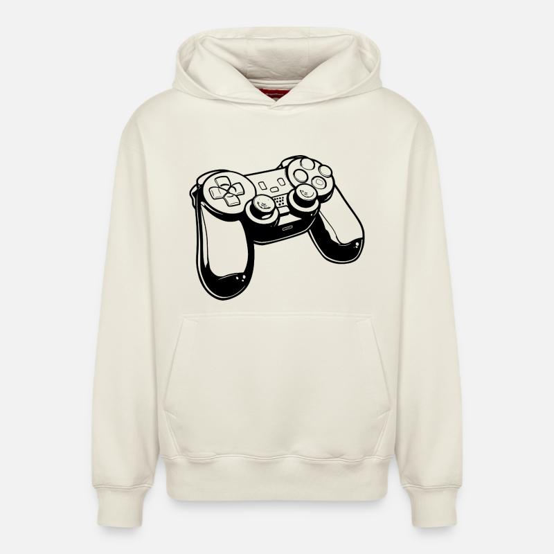 Dessin de manette de jeu - Sweat à capuche unisexe décontracté en coton biologique – de SPREAD - blanc cassé