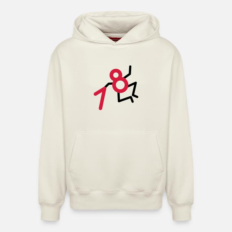 Enfin: 18 ans! - Sweat à capuche unisexe décontracté en coton biologique – de SPREAD - blanc cassé
