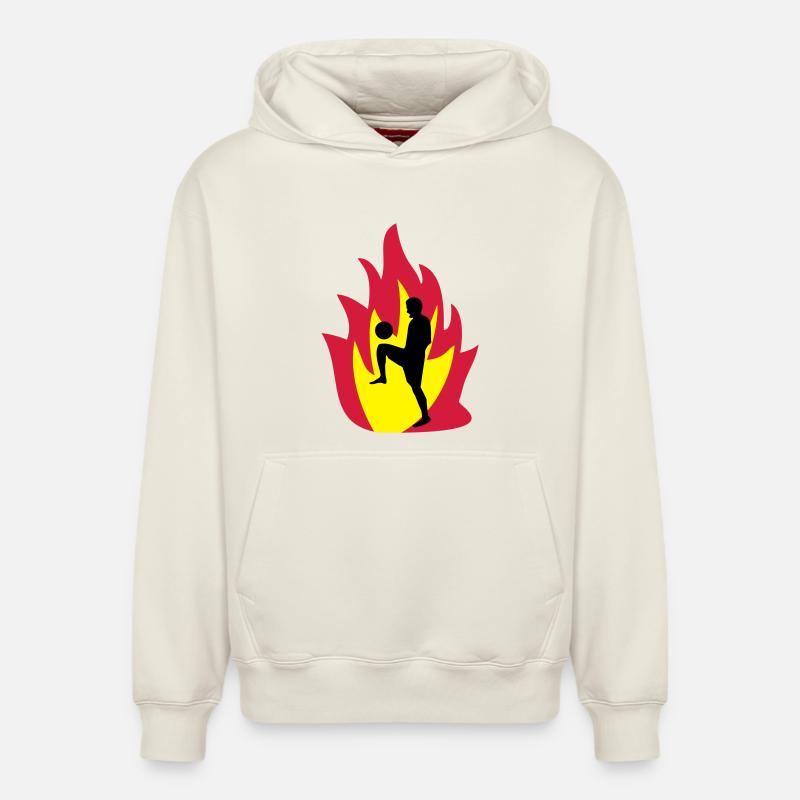 Feu de football - Sweat à capuche unisexe décontracté en coton biologique – de SPREAD - blanc cassé