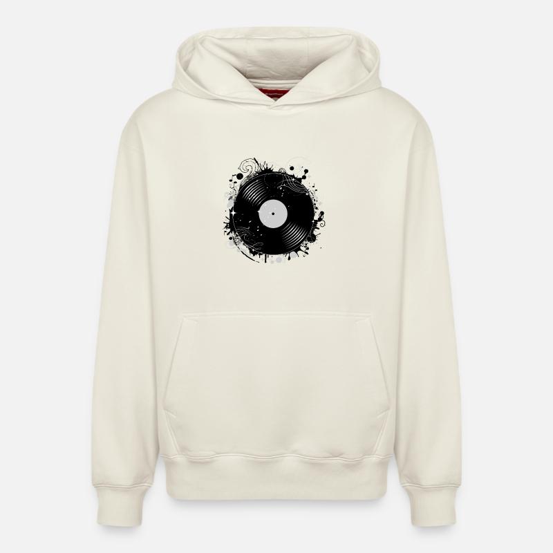 Disque vinyle en design graffiti - Sweat à capuche unisexe décontracté en coton biologique – de SPREAD - blanc cassé