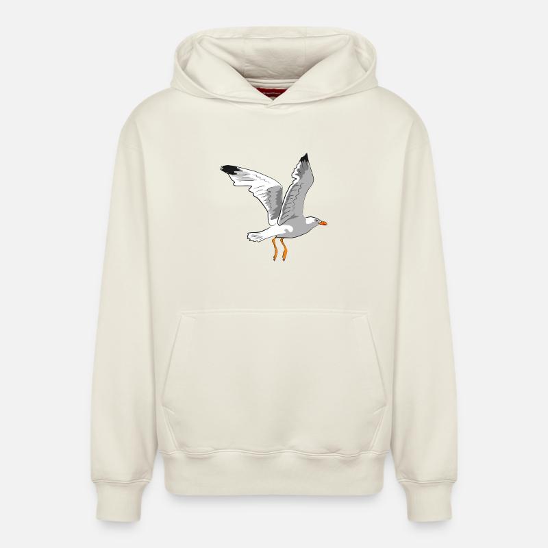 Mouette élégante en vol - Sweat à capuche unisexe décontracté en coton biologique – de SPREAD - blanc cassé