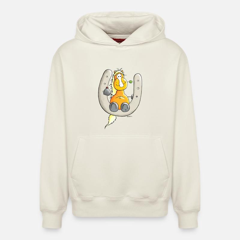 Glückspferd - Pferd - Glück - Relaxed Unisex Organic Hoodie – von SPREAD - Naturweiß