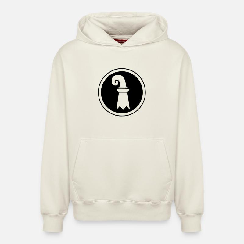 Drapeau de Bâle en cercle - Sweat à capuche unisexe décontracté en coton biologique – de SPREAD - blanc cassé