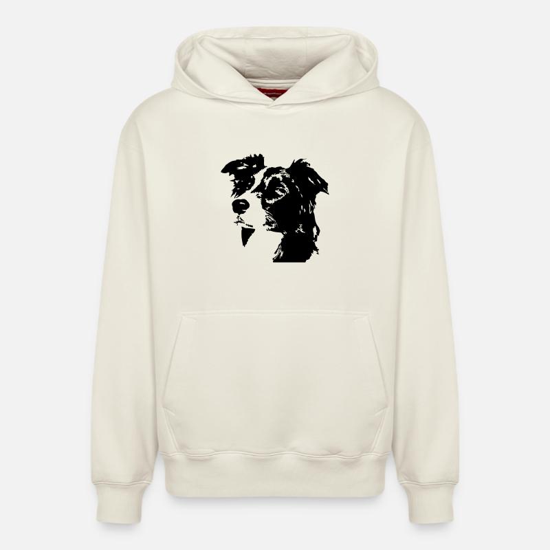 Border Collie Head - Sweat à capuche unisexe décontracté en coton biologique – de SPREAD - blanc cassé