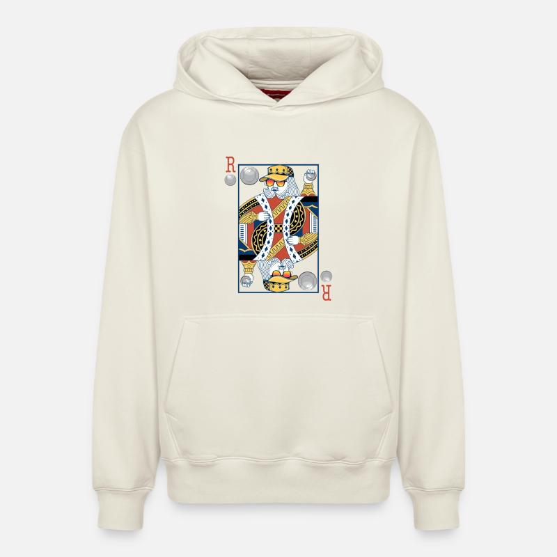 Roi de petanque v2 - Sweat à capuche unisexe décontracté en coton biologique – de SPREAD - blanc cassé