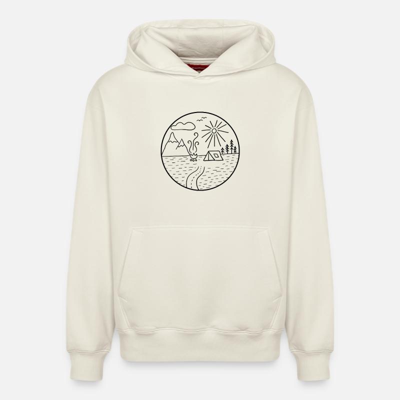camping - Sweat à capuche unisexe décontracté en coton biologique – de SPREAD - blanc cassé