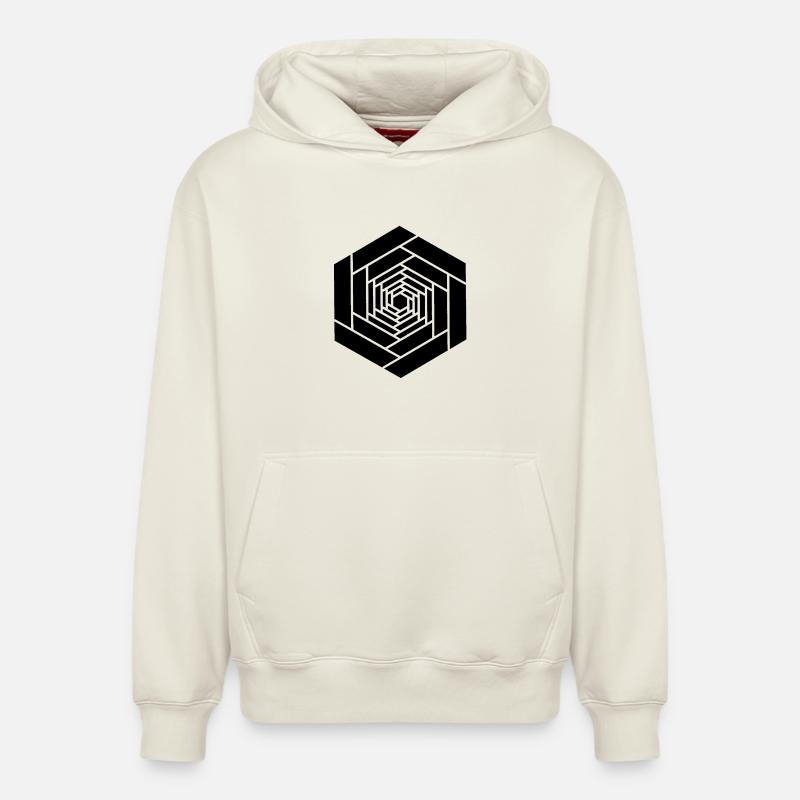Hexagone infini noir fleur - Sweat à capuche unisexe décontracté en coton biologique – de SPREAD - blanc cassé