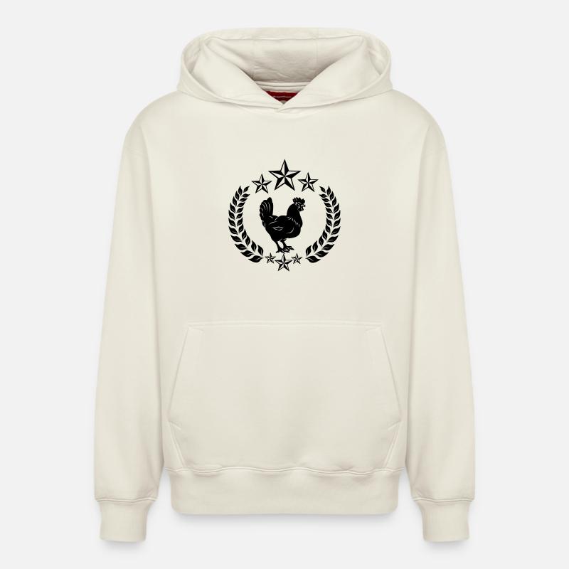 Poulet noir avec étoiles - Sweat à capuche unisexe décontracté en coton biologique – de SPREAD - blanc cassé