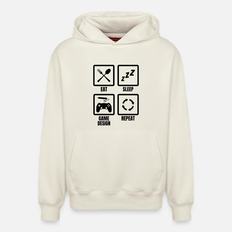 Routine de conception de jeu - Sweat à capuche unisexe décontracté en coton biologique – de SPREAD - blanc cassé