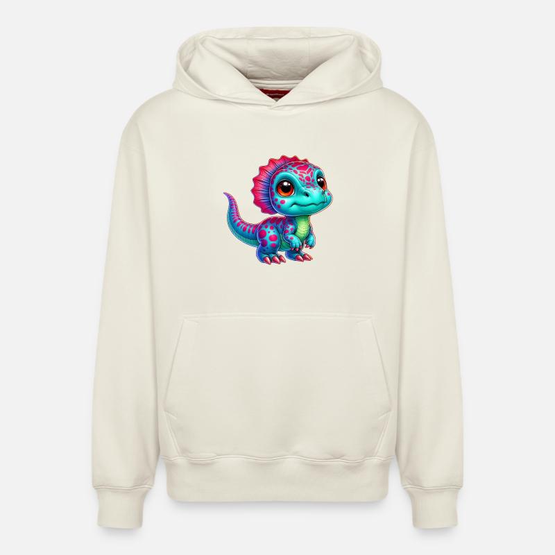 Dinosaure - Sweat à capuche unisexe décontracté en coton biologique – de SPREAD - blanc cassé
