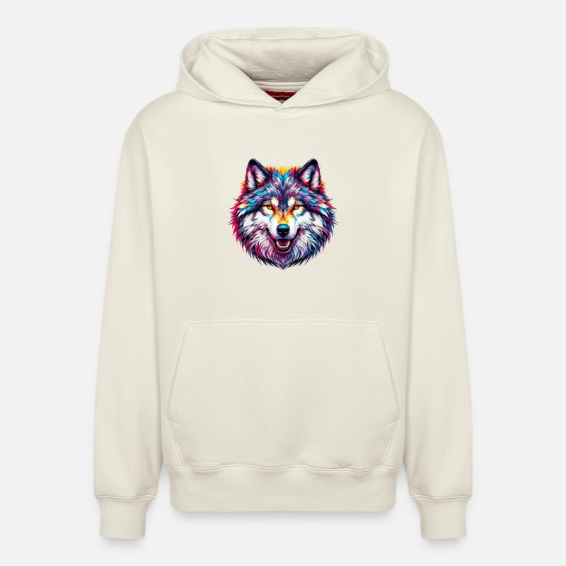 Wolf - Relaxed Unisex Organic Hoodie – von SPREAD - Naturweiß