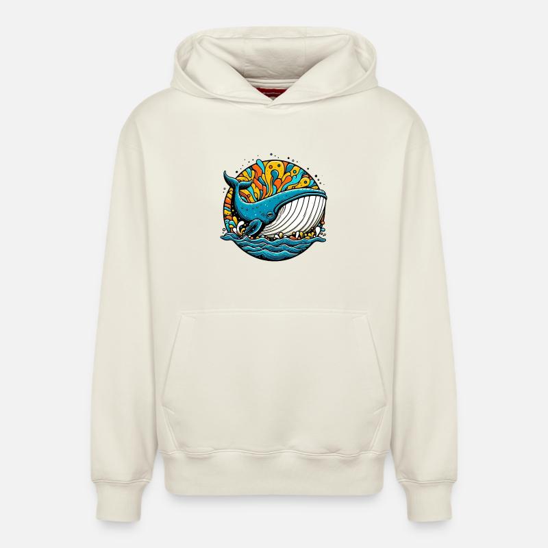 Baleine - Sweat à capuche unisexe décontracté en coton biologique – de SPREAD - blanc cassé