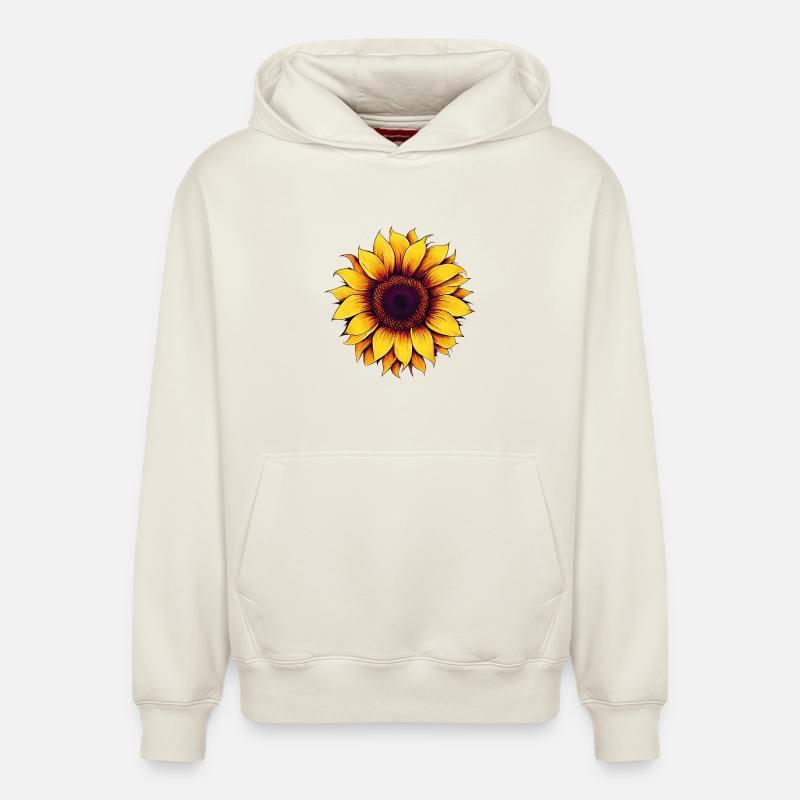 Tournesol - Sweat à capuche unisexe décontracté en coton biologique – de SPREAD - blanc cassé
