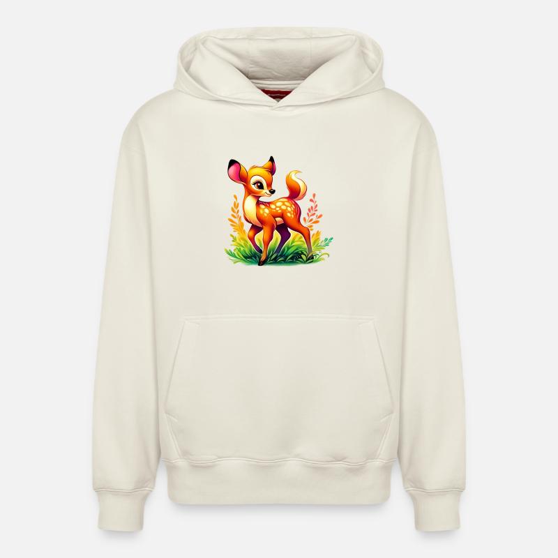 Faon - Sweat à capuche unisexe décontracté en coton biologique – de SPREAD - blanc cassé