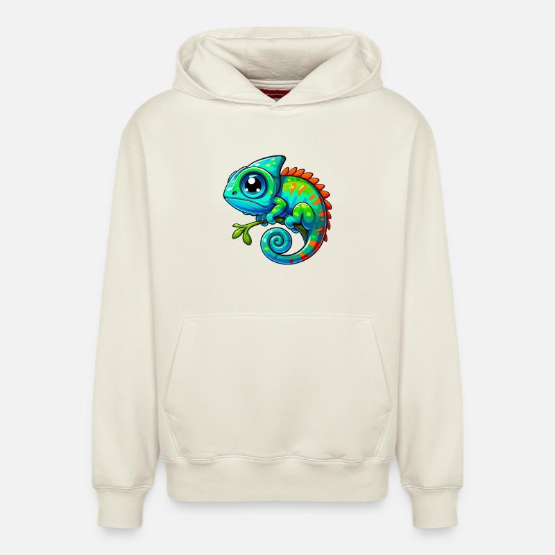 Caméléon - Sweat à capuche unisexe décontracté en coton biologique – de SPREAD - blanc cassé