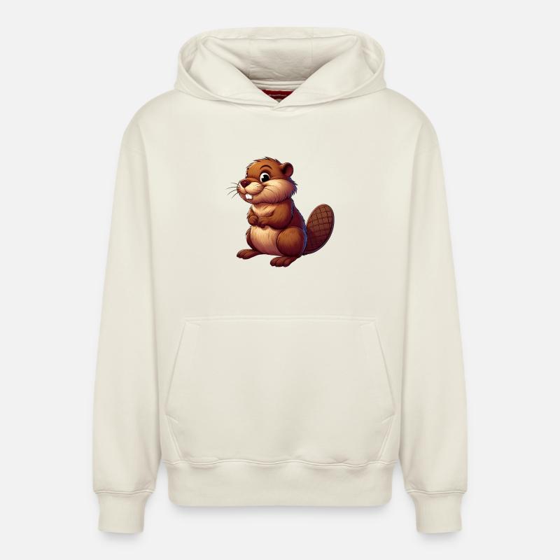 Castor - Sweat à capuche unisexe décontracté en coton biologique – de SPREAD - blanc cassé
