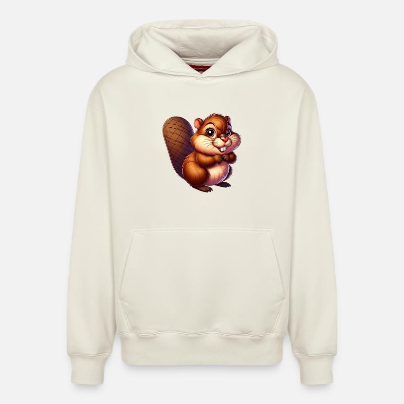 Castor - Sweat à capuche unisexe décontracté en coton biologique – de SPREAD - blanc cassé