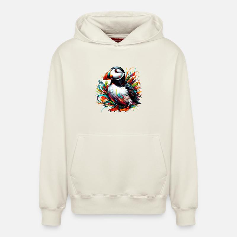 Macareux - Sweat à capuche unisexe décontracté en coton biologique – de SPREAD - blanc cassé
