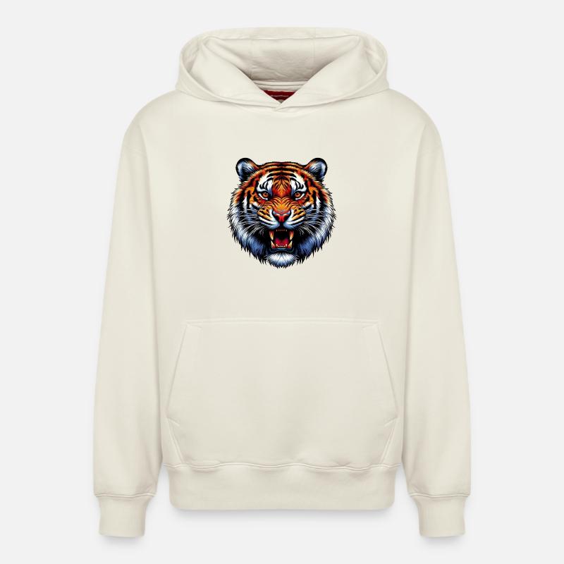 Tigre - Sweat à capuche unisexe décontracté en coton biologique – de SPREAD - blanc cassé