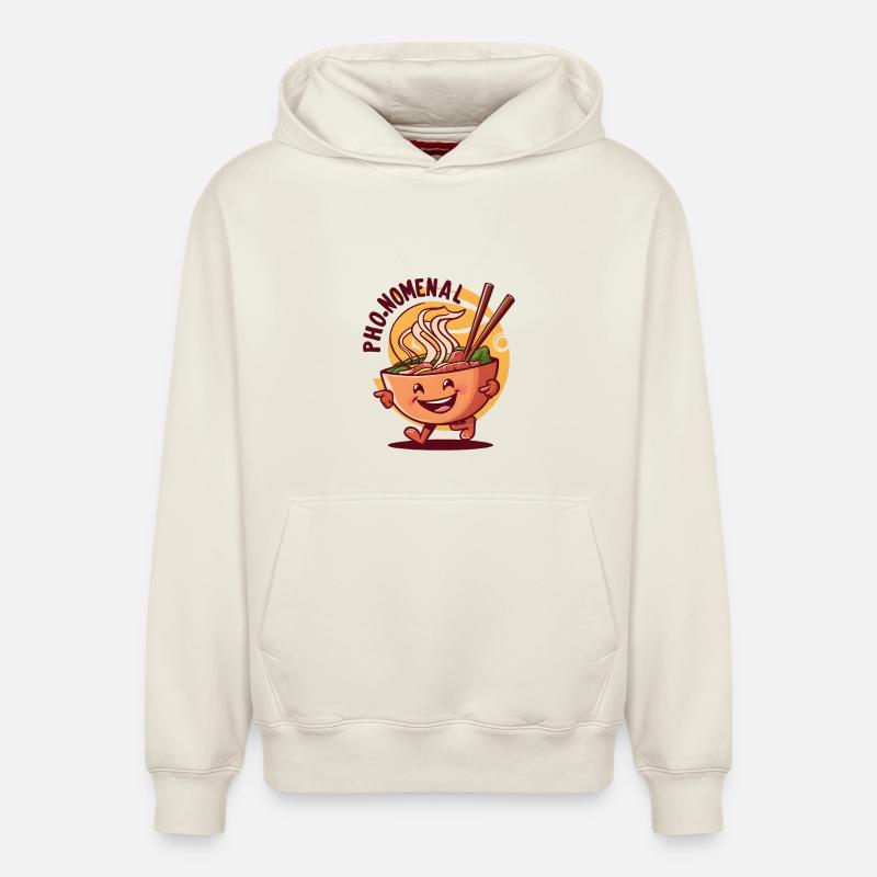 Pho-noménénal - Sweat à capuche unisexe décontracté en coton biologique – de SPREAD - blanc cassé