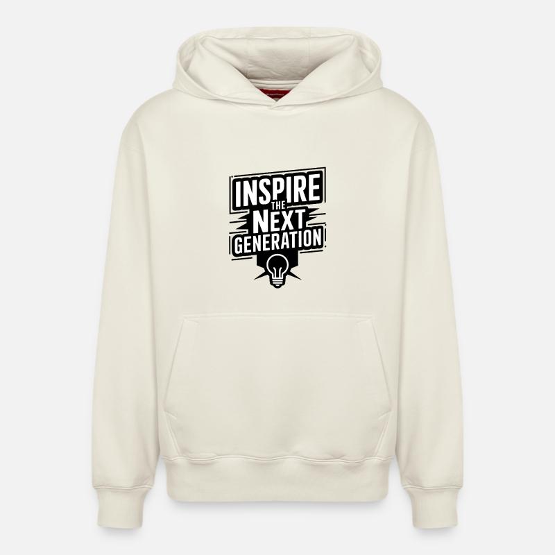 Inspirer la prochaine génération - Sweat à capuche unisexe décontracté en coton biologique – de SPREAD - blanc cassé