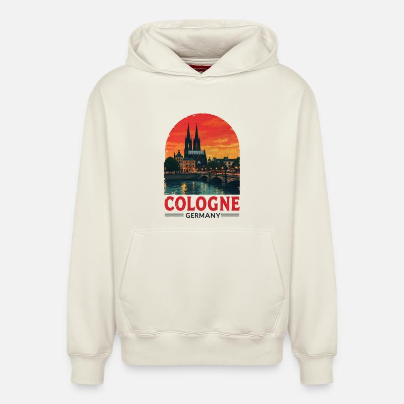 Cologne, Allemagne – Conception du paysage urbain - Sweat à capuche unisexe décontracté en coton biologique – de SPREAD - blanc cassé