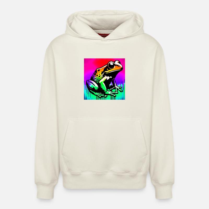 grenouille - Sweat à capuche unisexe décontracté en coton biologique – de SPREAD - blanc cassé