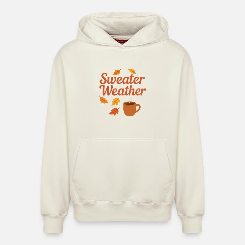 Météo du pull - Sweat à capuche unisexe décontracté en coton biologique – de SPREAD - blanc cassé