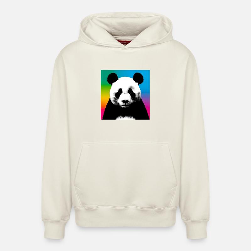 panda - Sweat à capuche unisexe décontracté en coton biologique – de SPREAD - blanc cassé