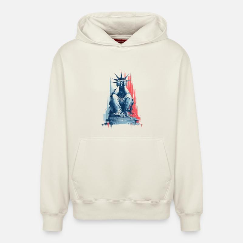 Triste Dame Liberté - Sweat à capuche unisexe décontracté en coton biologique – de SPREAD - blanc cassé