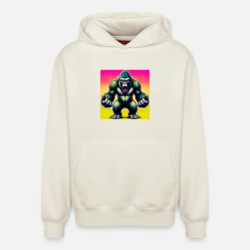 gorille - Sweat à capuche unisexe décontracté en coton biologique – de SPREAD - blanc cassé