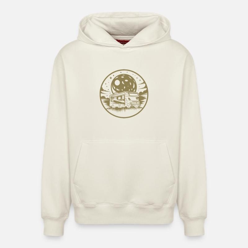 Camping-car Silhouette Camping - Sweat à capuche unisexe décontracté en coton biologique – de SPREAD - blanc cassé