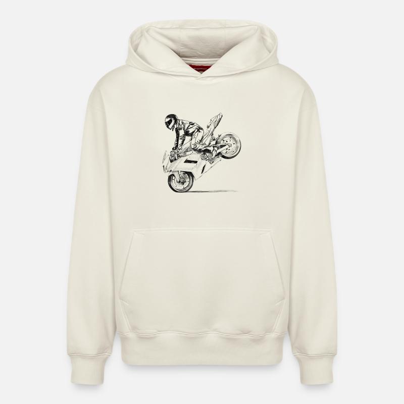 Cascade à moto - Sweat à capuche unisexe décontracté en coton biologique – de SPREAD - blanc cassé
