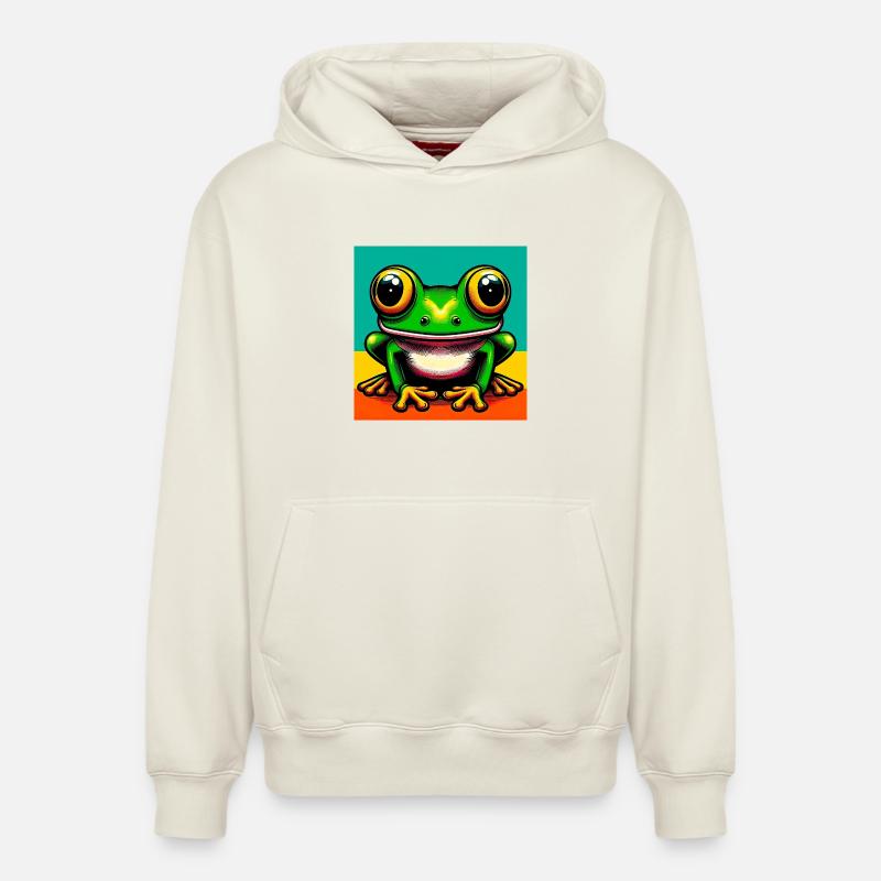 grenouille - Sweat à capuche unisexe décontracté en coton biologique – de SPREAD - blanc cassé