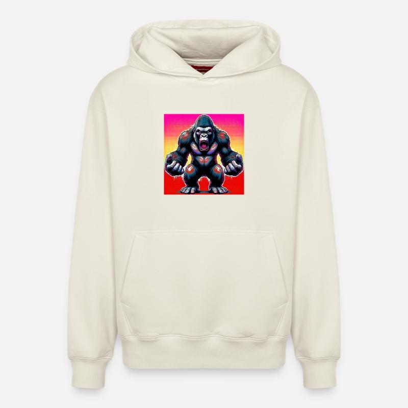 gorille - Sweat à capuche unisexe décontracté en coton biologique – de SPREAD - blanc cassé