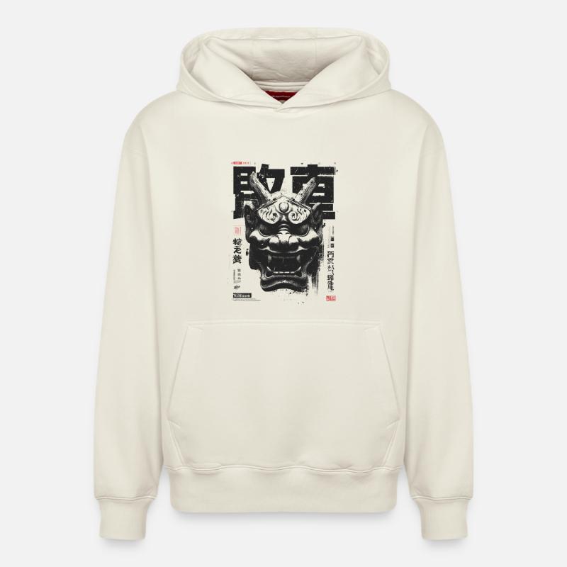 Oni MAsk - Sweat à capuche unisexe décontracté en coton biologique – de SPREAD - blanc cassé