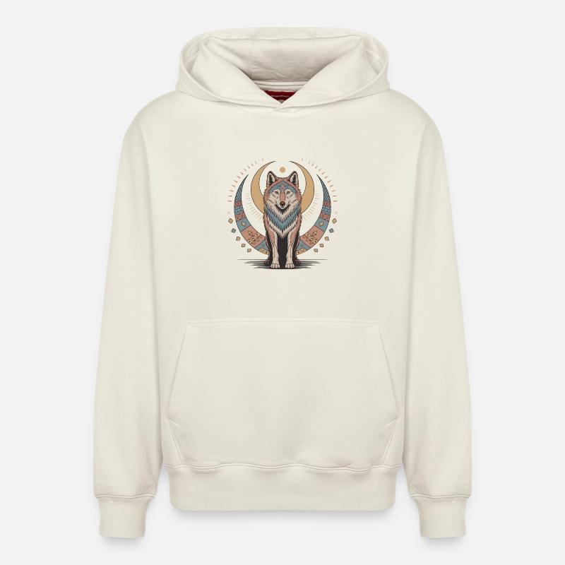 Boho Wolf - Relaxed Unisex Organic Hoodie – von SPREAD - Naturweiß