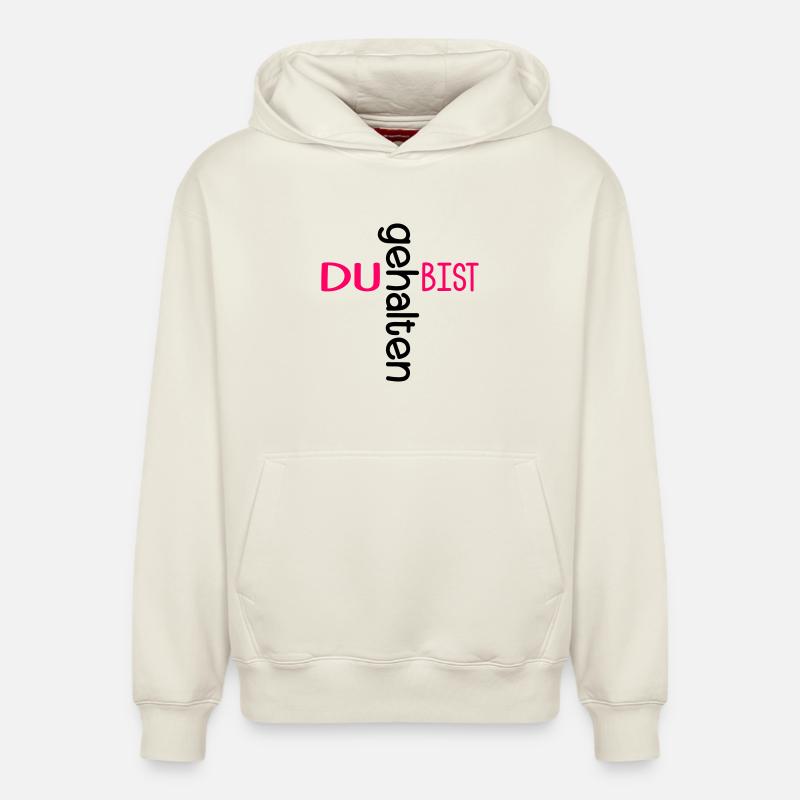 VOUS ÊTES TENU ÉGLISE - Sweat à capuche unisexe décontracté en coton biologique – de SPREAD - blanc cassé