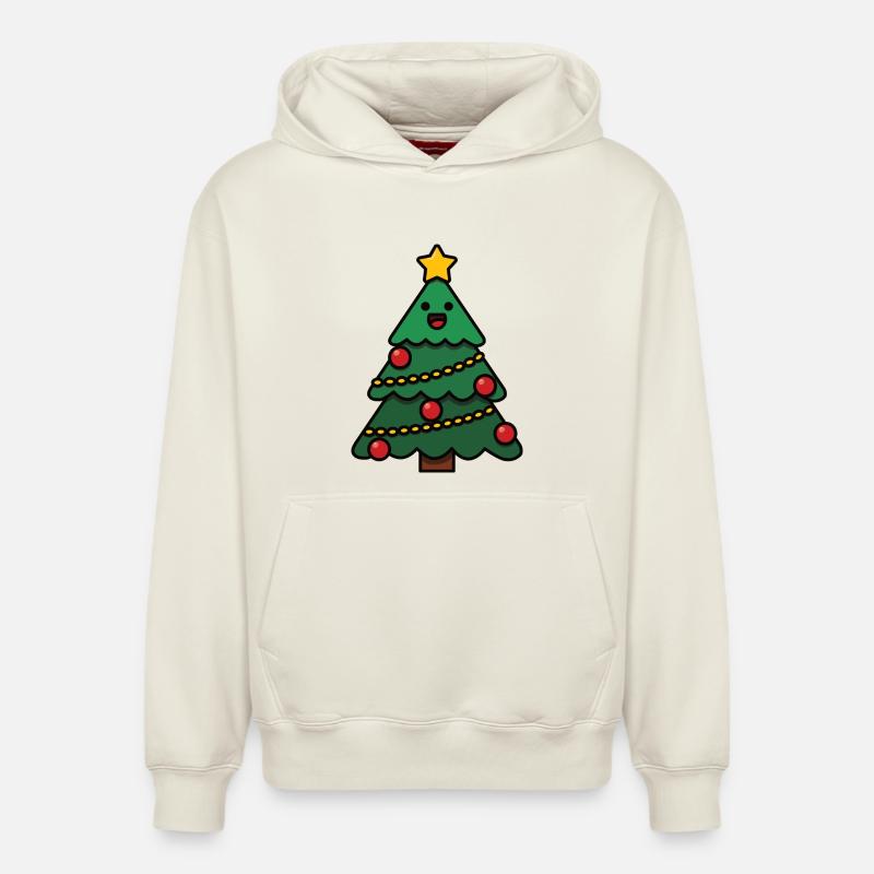Petit sapin de Noël - Sweat à capuche unisexe décontracté en coton biologique – de SPREAD - blanc cassé