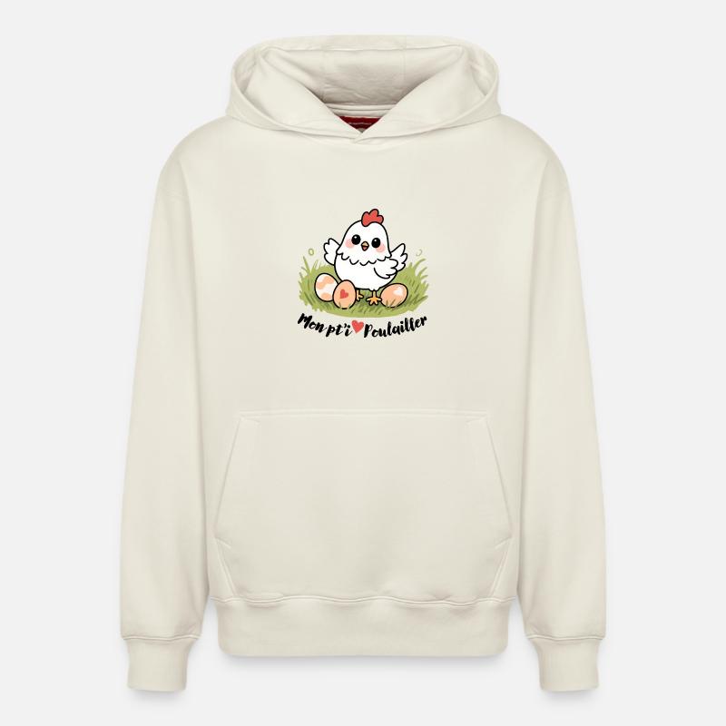 Mon petit poulailler - Sweat à capuche unisexe décontracté en coton biologique – de SPREAD - blanc cassé
